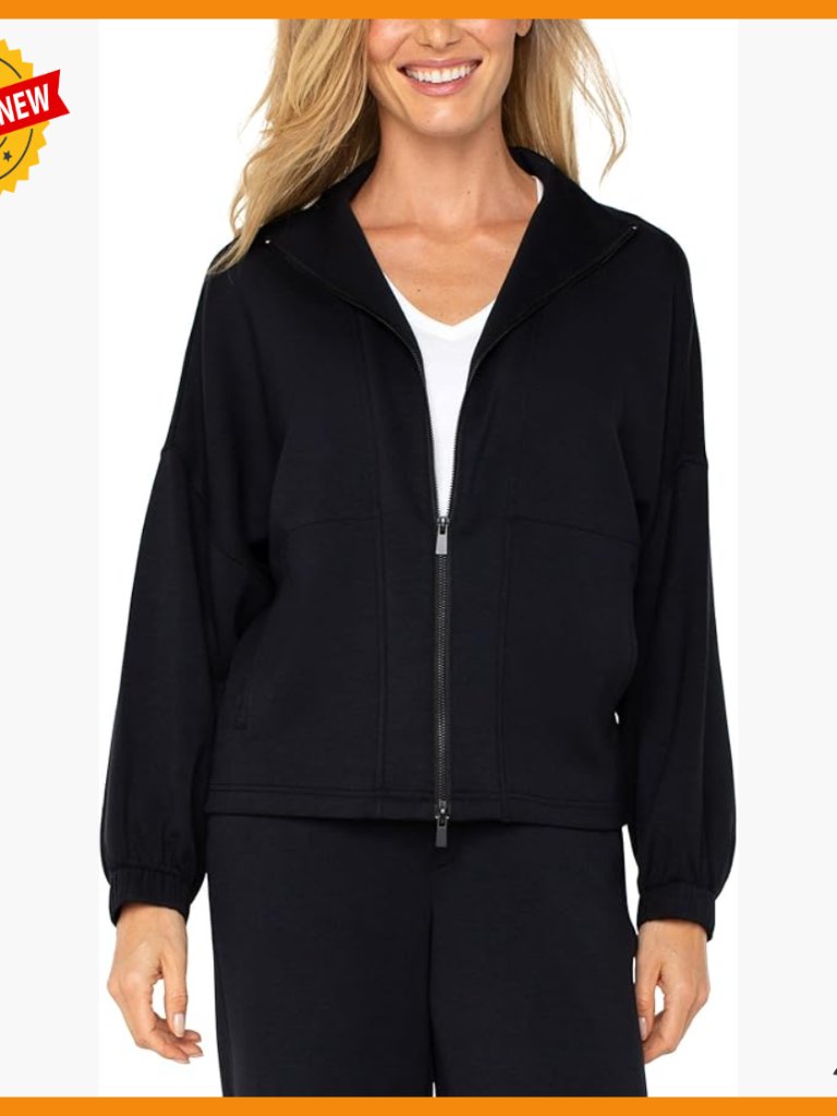 Plush Comfort Knit Zip Up Funnel Neck Jacket Lightweight Casual